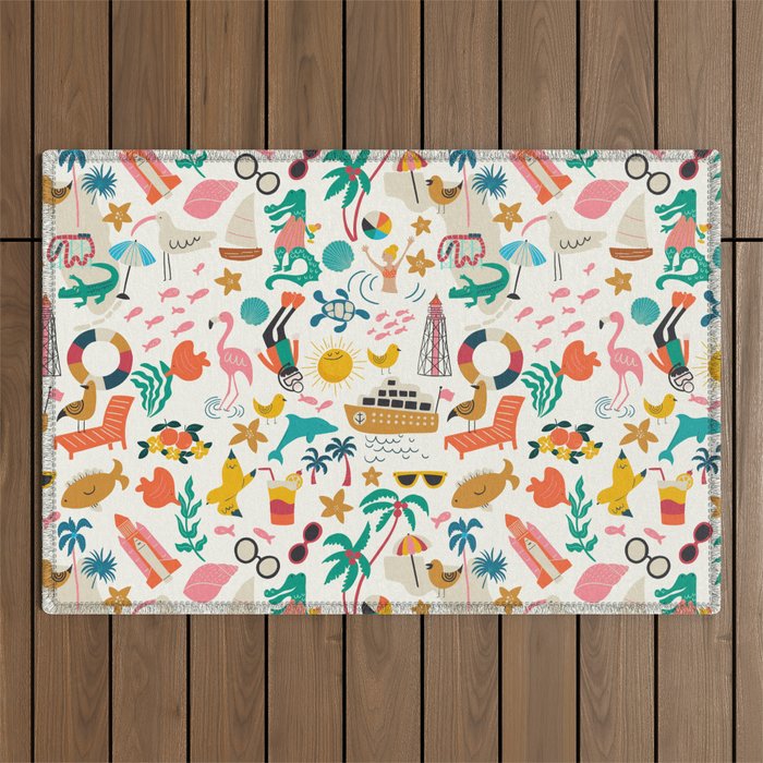 Florida State Beach Map Outdoor Rug Gallery Image 1