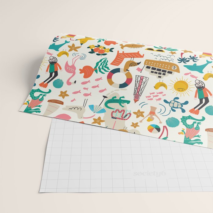 Florida State Beach Map Wrapping Paper Gallery Image 2