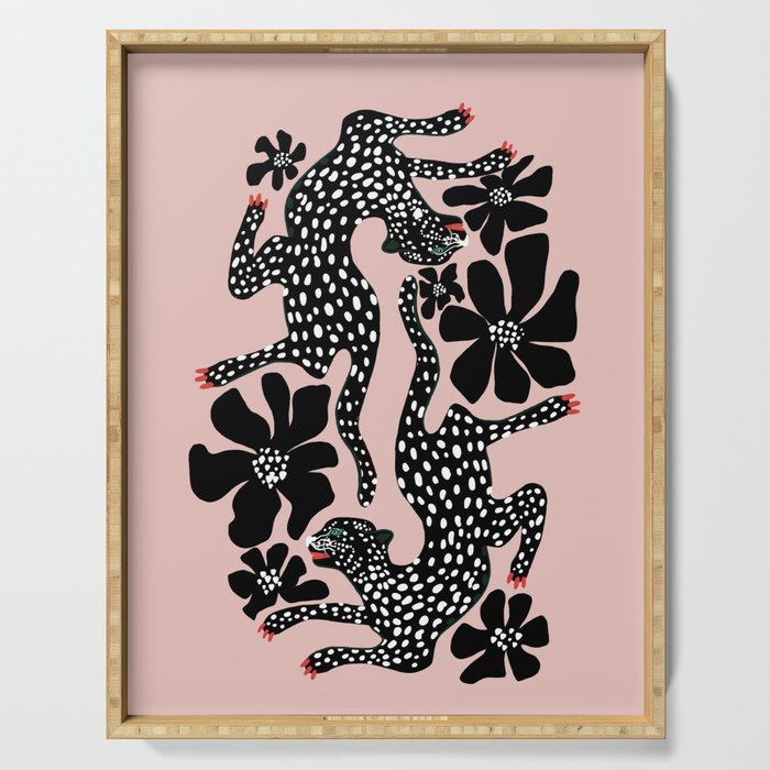 Black cheetah dance Serving Tray Gallery Image 1
