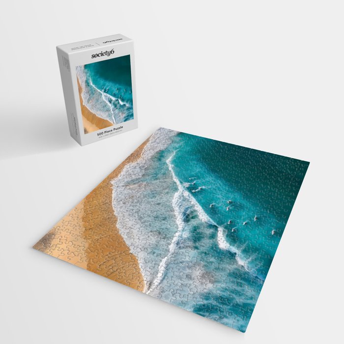 Turquoise Tides - Aerial View of Ocean Waves and Shore Jigsaw Puzzle Gallery Image 2
