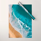 Turquoise Tides - Aerial View of Ocean Waves and Shore Wrapping Paper Gallery Image 1