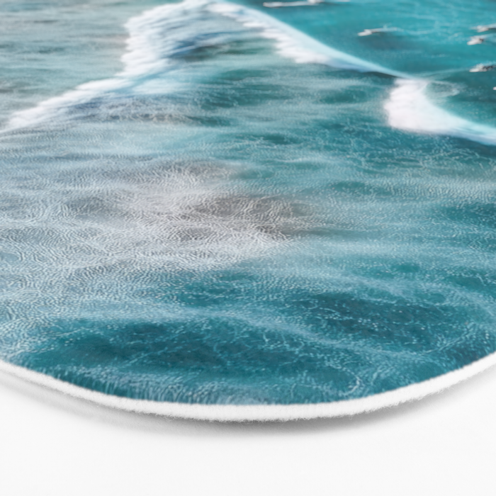 Turquoise Tides - Aerial View of Ocean Waves and Shore Bath Mat Gallery Image 3