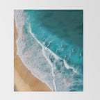 Turquoise Tides - Aerial View of Ocean Waves and Shore Throw Blanket Gallery Image 2