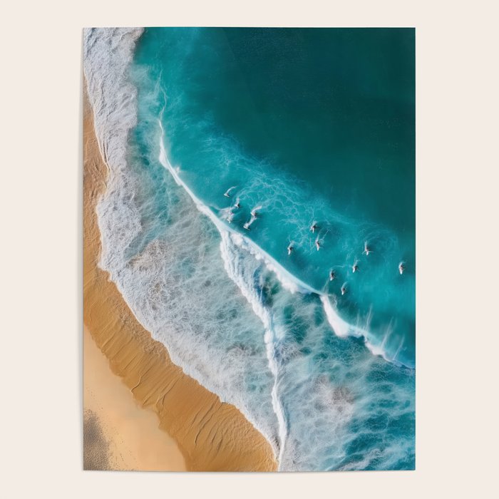 Turquoise Tides - Aerial View of Ocean Waves and Shore Poster Gallery Image 4