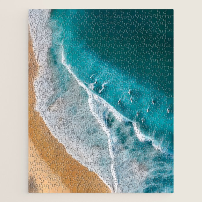 Turquoise Tides - Aerial View of Ocean Waves and Shore Jigsaw Puzzle Gallery Image 1