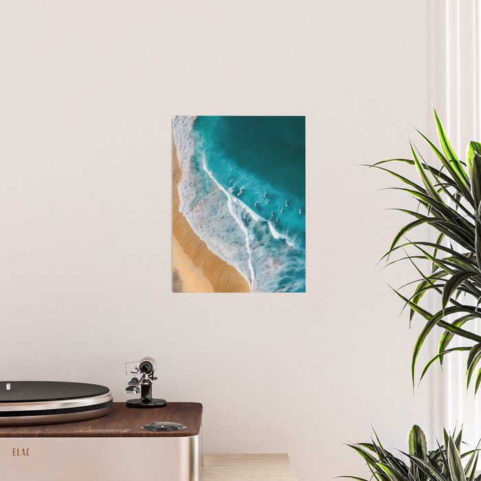 Turquoise Tides - Aerial View of Ocean Waves and Shore Poster Gallery Image 2