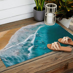 Turquoise Tides - Aerial View of Ocean Waves and Shore Outdoor Rug Gallery Image 2