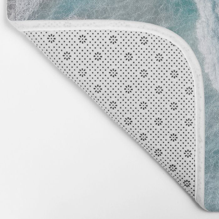 Turquoise Tides - Aerial View of Ocean Waves and Shore Bath Mat Gallery Image 2