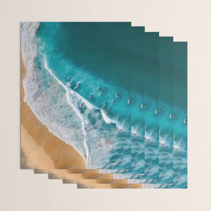 Turquoise Tides - Aerial View of Ocean Waves and Shore Wrapping Paper Gallery Image 3