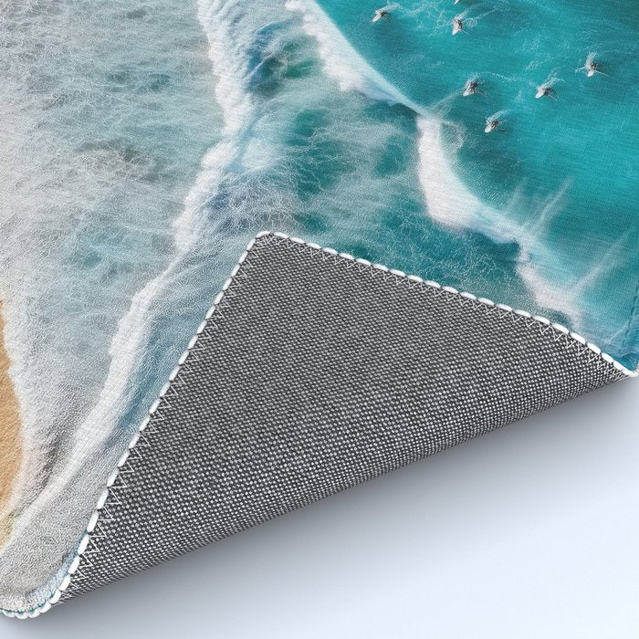Turquoise Tides - Aerial View of Ocean Waves and Shore Rug Gallery Image 4