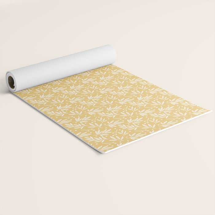 Botanic Pattern - White Yellow Yoga Mat Gallery Image 2