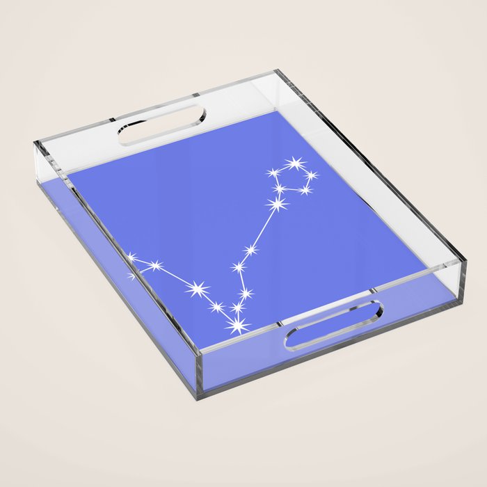 Pisces Zodiac Star Constellation Line Art Periwinkle Purple Acrylic Tray Gallery Image 1