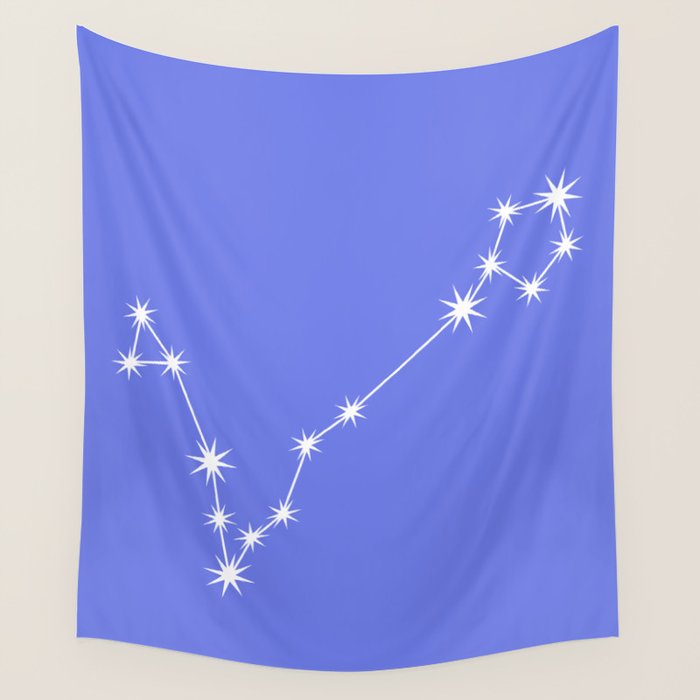 Pisces Zodiac Star Constellation Line Art Periwinkle Purple Wall Tapestry Gallery Image 4
