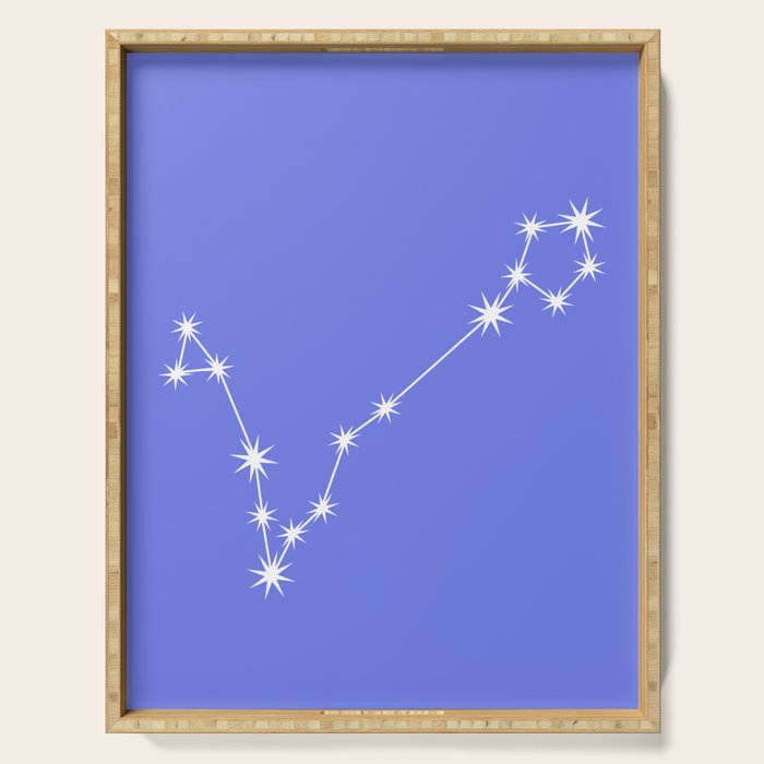 Pisces Zodiac Star Constellation Line Art Periwinkle Purple Serving Tray Gallery Image 1