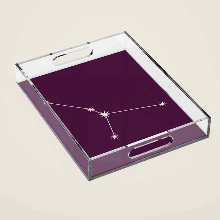 Cancer Zodiac Star Constellation Line Art Plum Purple Acrylic Tray Gallery Image 1