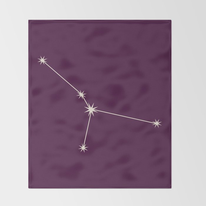 Cancer Zodiac Star Constellation Line Art Plum Purple Throw Blanket Gallery Image 2