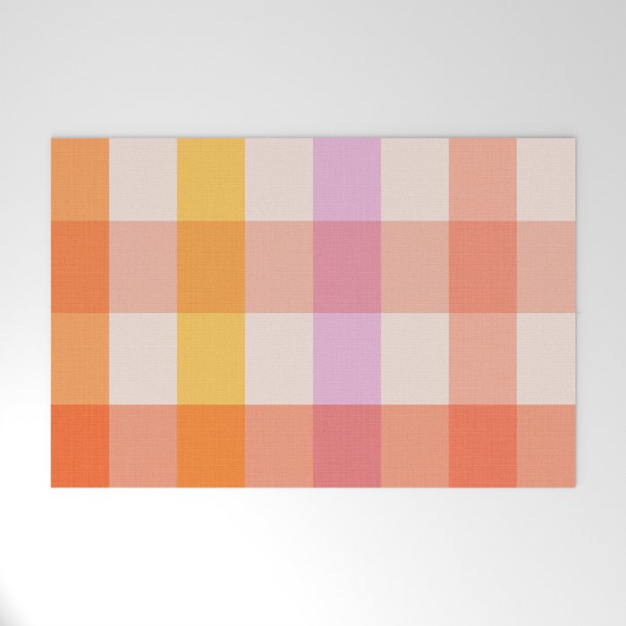 Retro Summer Pastel Gingham Welcome Mat Gallery Image 1