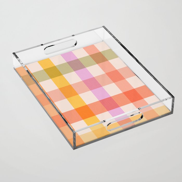 Retro Summer Pastel Gingham Acrylic Tray Gallery Image 1