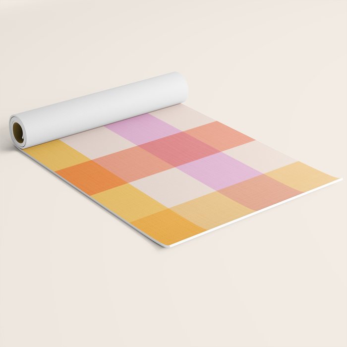 Retro Summer Pastel Gingham Yoga Mat Gallery Image 2