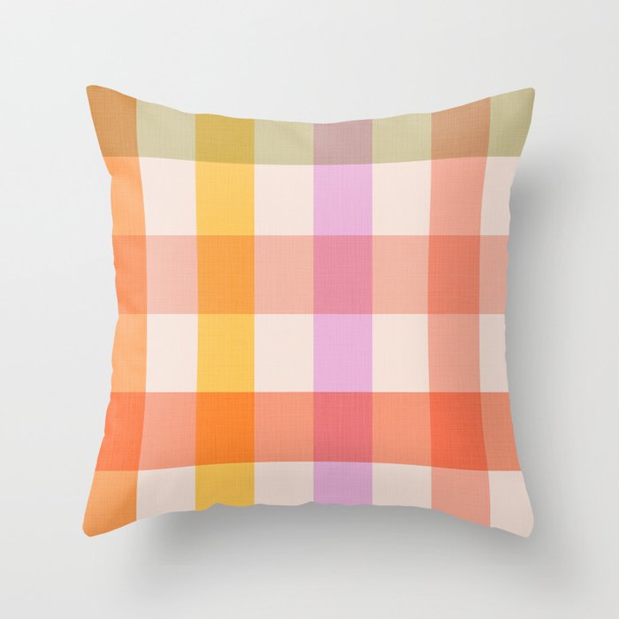 Retro Summer Pastel Gingham Throw Pillow Gallery Image 1