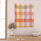 Retro Summer Pastel Gingham Wall Tapestry Gallery Image 2