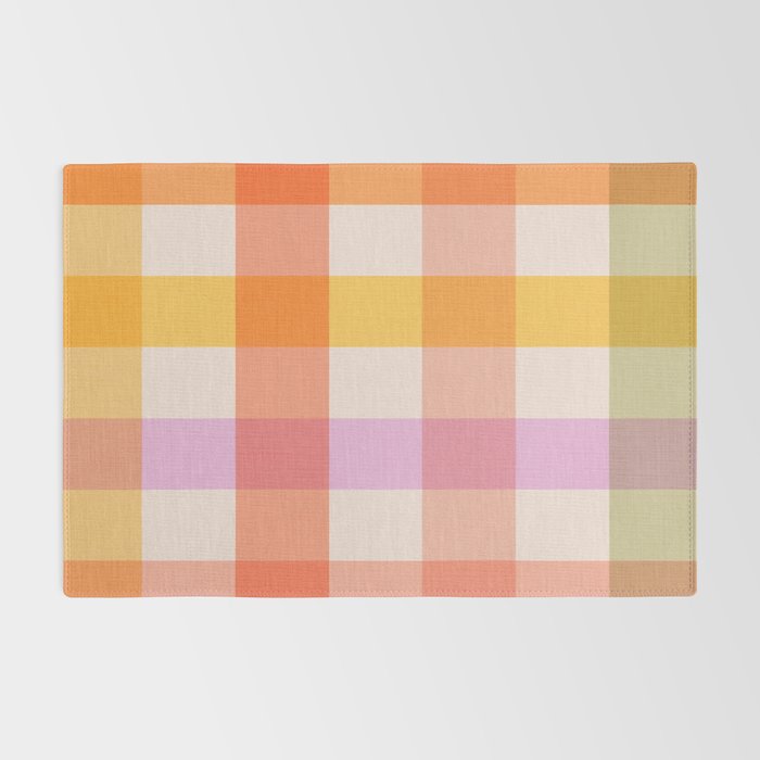 Retro Summer Pastel Gingham Rug Gallery Image 2