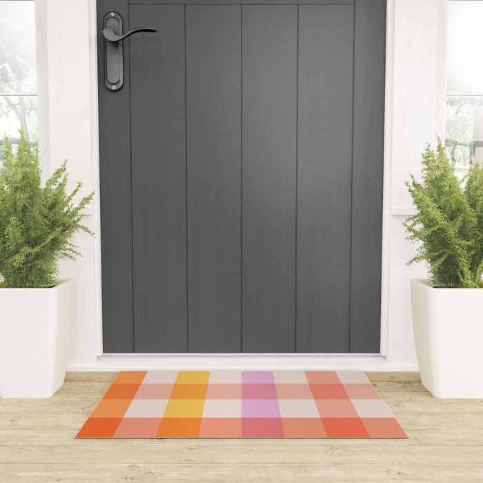 Retro Summer Pastel Gingham Welcome Mat Gallery Image 3