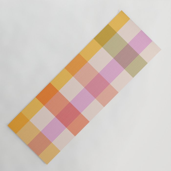 Retro Summer Pastel Gingham Yoga Mat Gallery Image 1