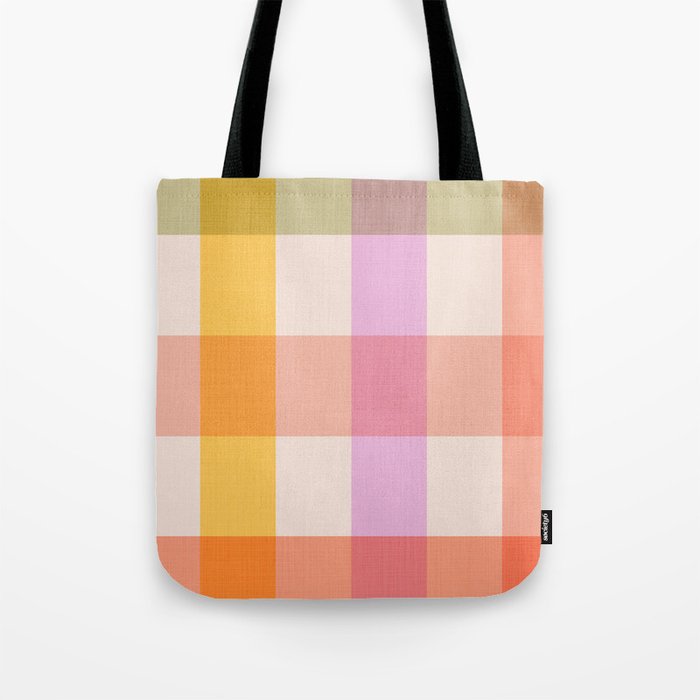 Retro Summer Pastel Gingham Tote Bag Gallery Image 1