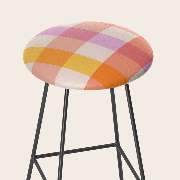Retro Summer Pastel Gingham Stool Gallery Image 2