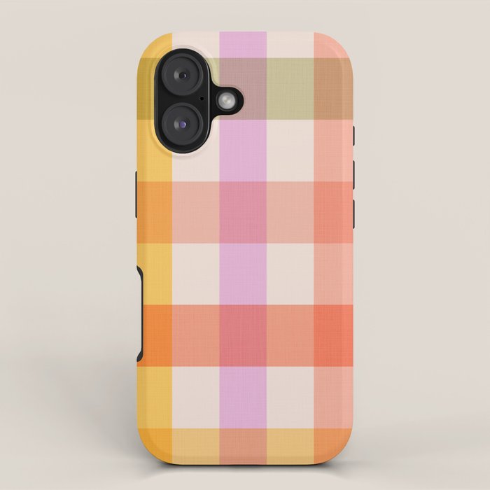 Retro Summer Pastel Gingham iPhone Case Gallery Image 1