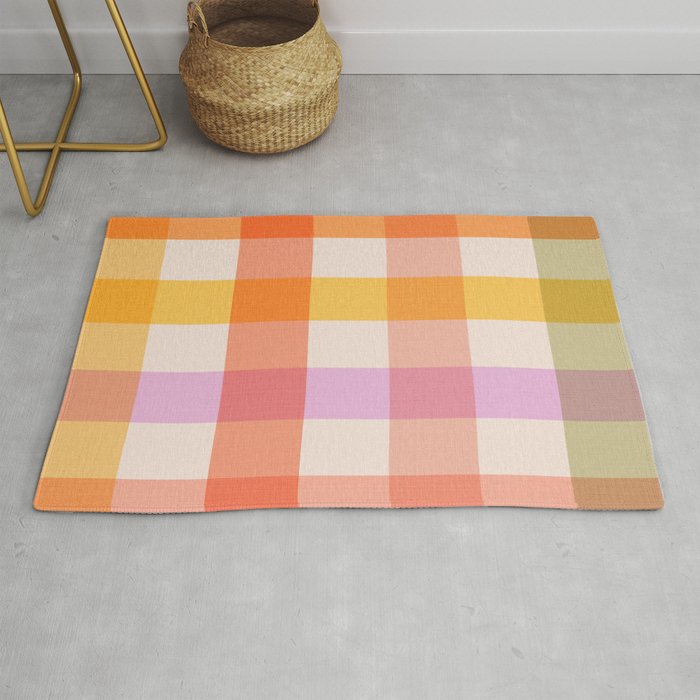 Retro Summer Pastel Gingham Rug Gallery Image 1