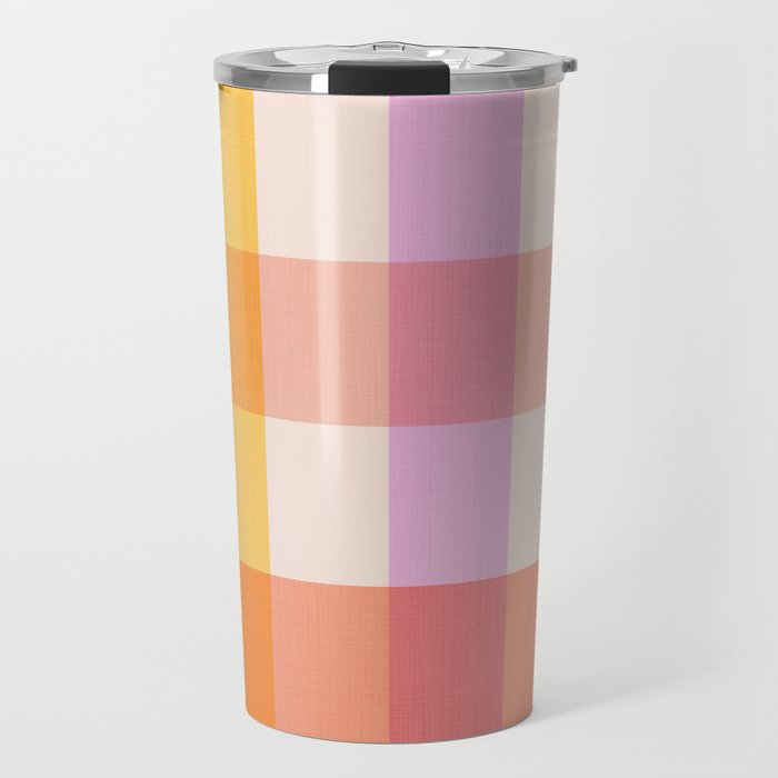 Retro Summer Pastel Gingham Travel Mug Gallery Image 1
