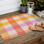 Retro Summer Pastel Gingham Outdoor Rug Gallery Image 2