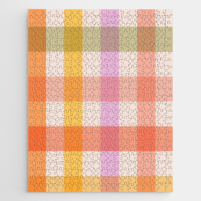 Retro Summer Pastel Gingham Jigsaw Puzzle Gallery Image 1