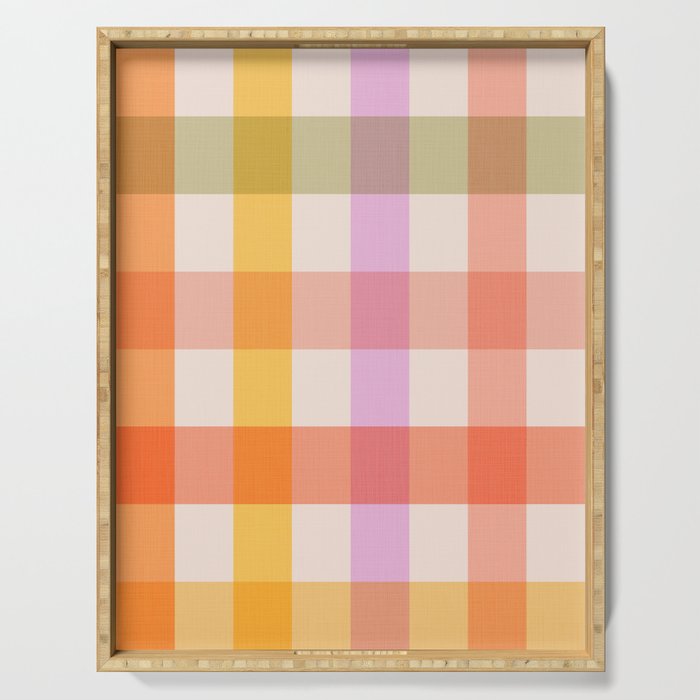 Retro Summer Pastel Gingham Serving Tray Gallery Image 1