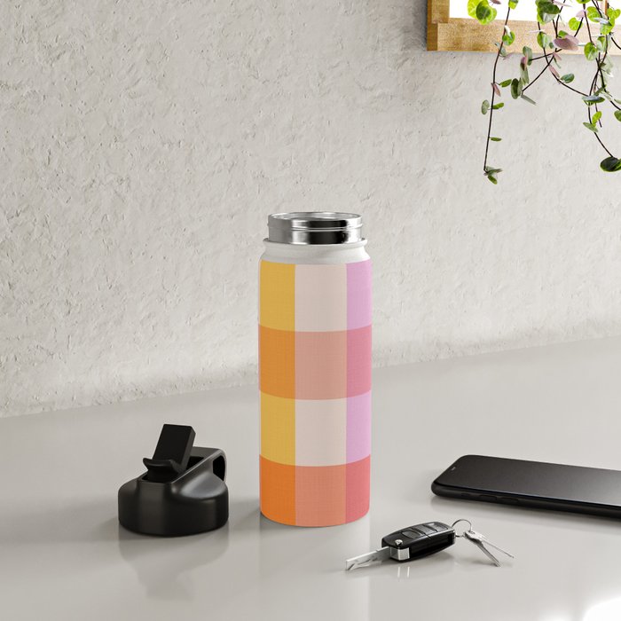 Retro Summer Pastel Gingham Water Bottle Gallery Image 4