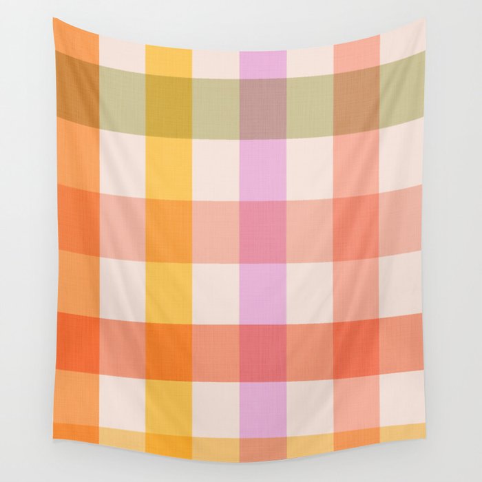 Retro Summer Pastel Gingham Wall Tapestry Gallery Image 4