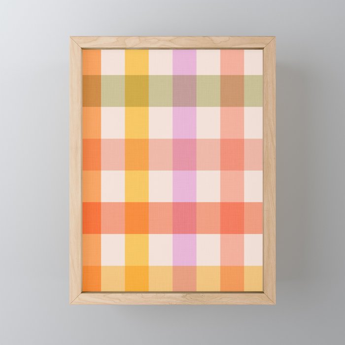 Retro Summer Pastel Gingham Mini Art Print Gallery Image 1