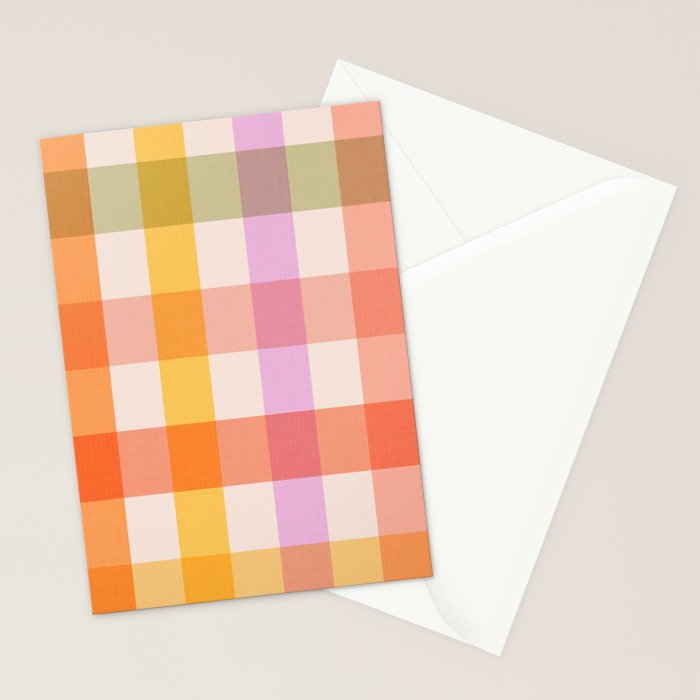 Retro Summer Pastel Gingham Stationery Card Gallery Image 2