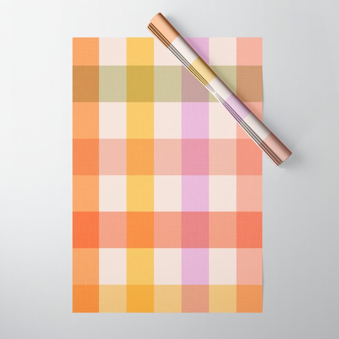 Retro Summer Pastel Gingham Wrapping Paper Gallery Image 1