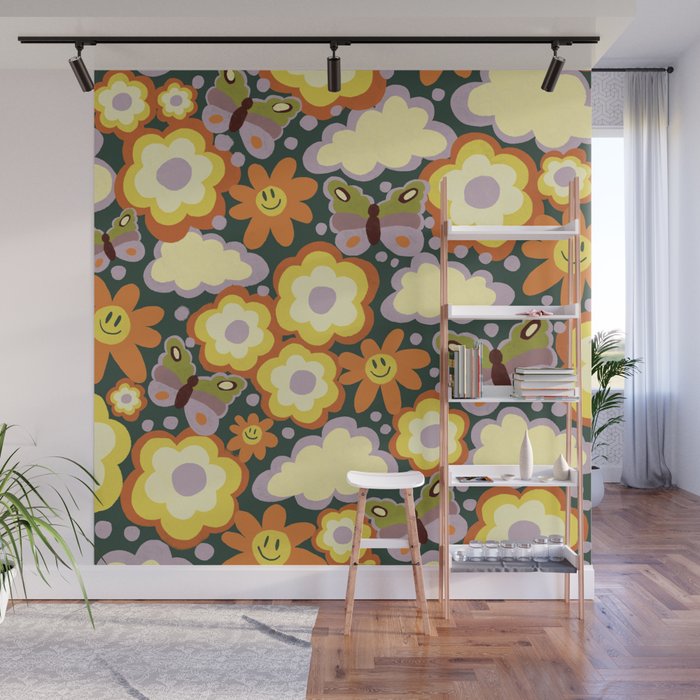Clouds, smiles and flowers Wall Mural Gallery Image 1