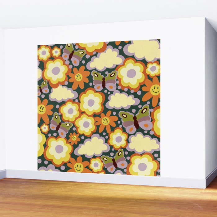 Clouds, smiles and flowers Wall Mural Gallery Image 2