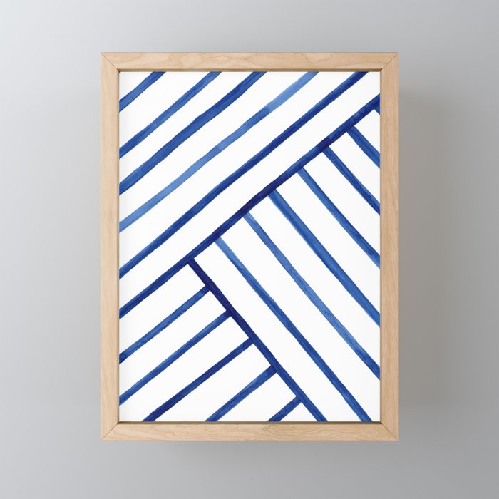 Watercolor lines pattern | Navy blue Mini Art Print Gallery Image 1