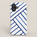 Watercolor lines pattern | Navy blue iPhone Case Gallery Image 1