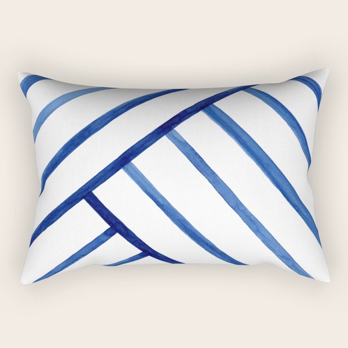 Watercolor lines pattern | Navy blue Rectangular Pillow Gallery Image 2