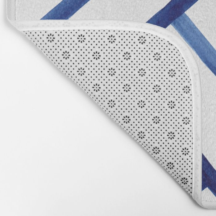 Watercolor lines pattern | Navy blue Bath Mat Gallery Image 2