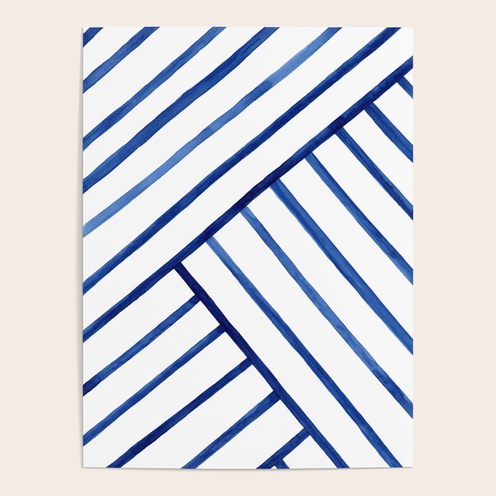 Watercolor lines pattern | Navy blue Poster Gallery Image 4