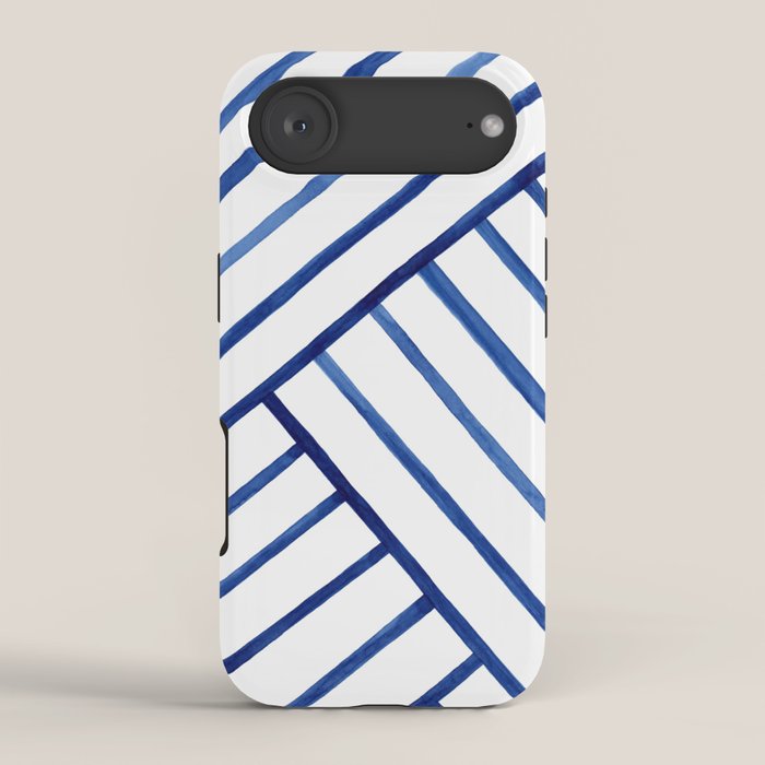 Watercolor lines pattern | Navy blue iPhone Case Gallery Image 2