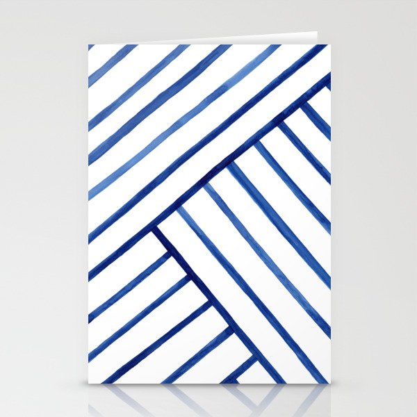 Watercolor lines pattern | Navy blue Stationery Card Gallery Image 1